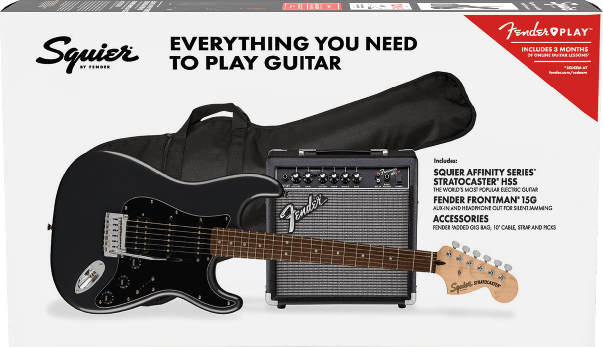 Fender Stratocaster Electric Guitar Starter Pack (Frost Metallic)