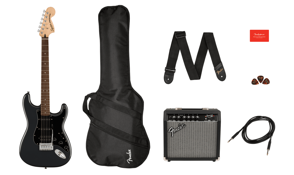 Fender Stratocaster Electric Guitar Starter Pack (Frost Metallic)