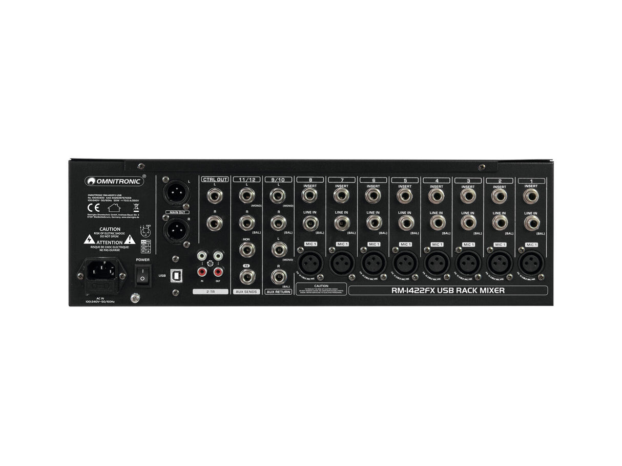 OMNITRONIC RM-1422FX USB Rack Mixer