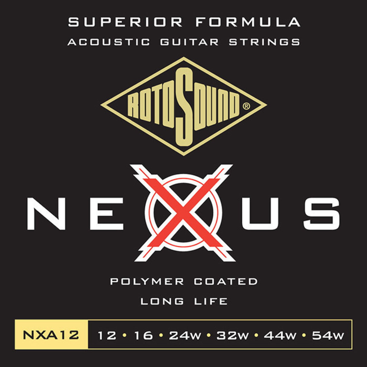 Rotosound Strings for Acoustic Guitars Nexus Coated - Medium Light Set 12-54 (NXA12)