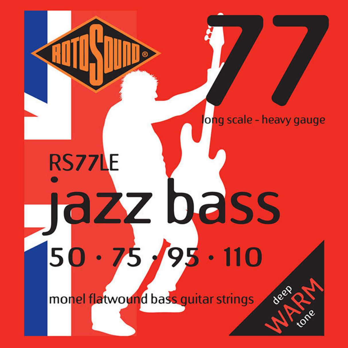 Rotosound Jazz Bass strings Jazz Bass 77 - 4-string set, Flatwound Heavy 50-110 (RS77LE)