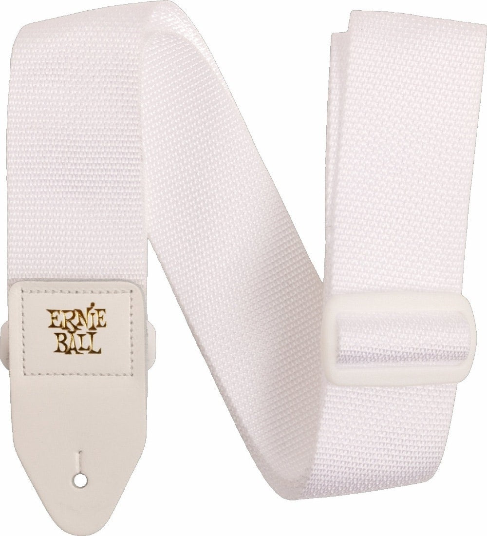 Ernie Ball 5350 PolyPro Guitars Strap White with White Leathe