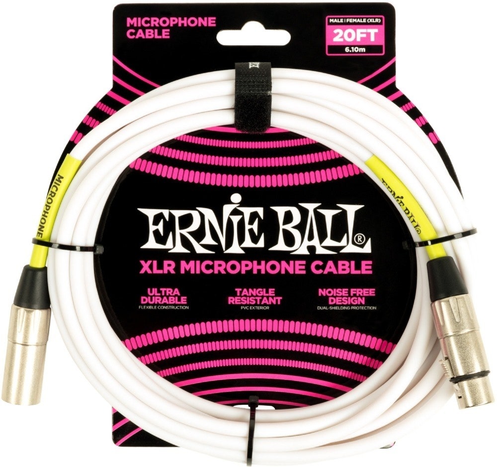 Ernie Ball 6389 Microphone Cable White - 6 Meter