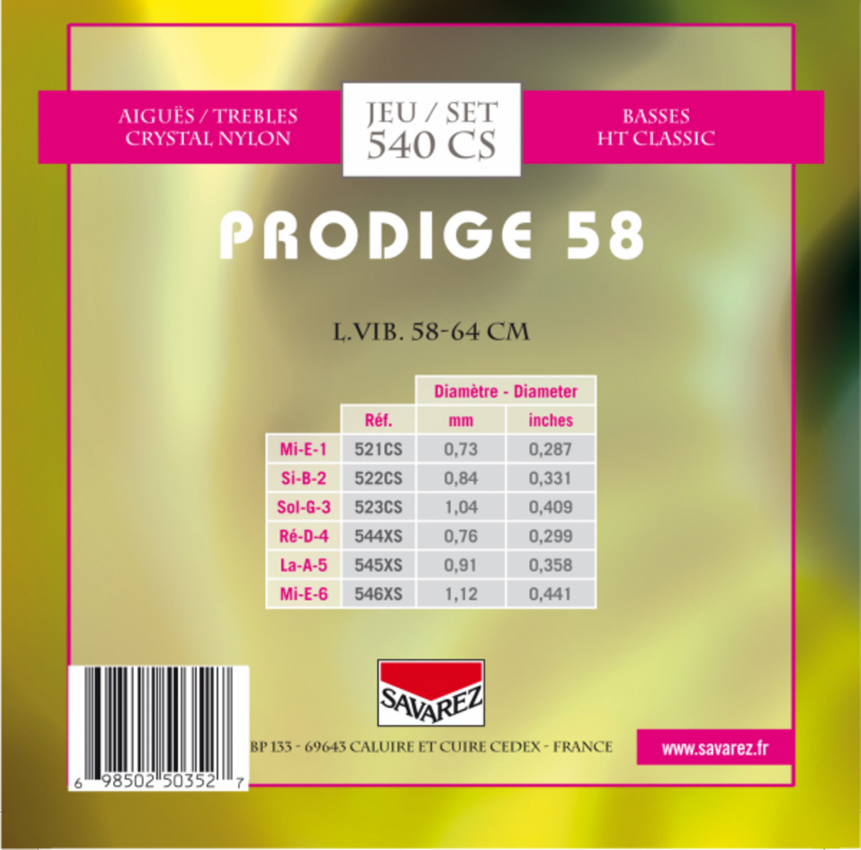 Savarez Strings for classical guitars Prodige 38 Children's Guitars - 3/4-7/8 Nylon (540 CS)