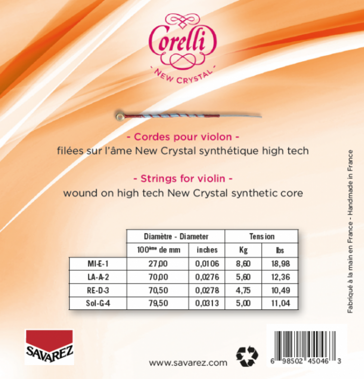 Corelli Violins strings New Crystal - forte (700F)