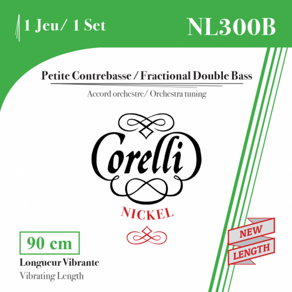 Corelli fractional double bass strings - small scale - Set 1/4 size (NL300B)