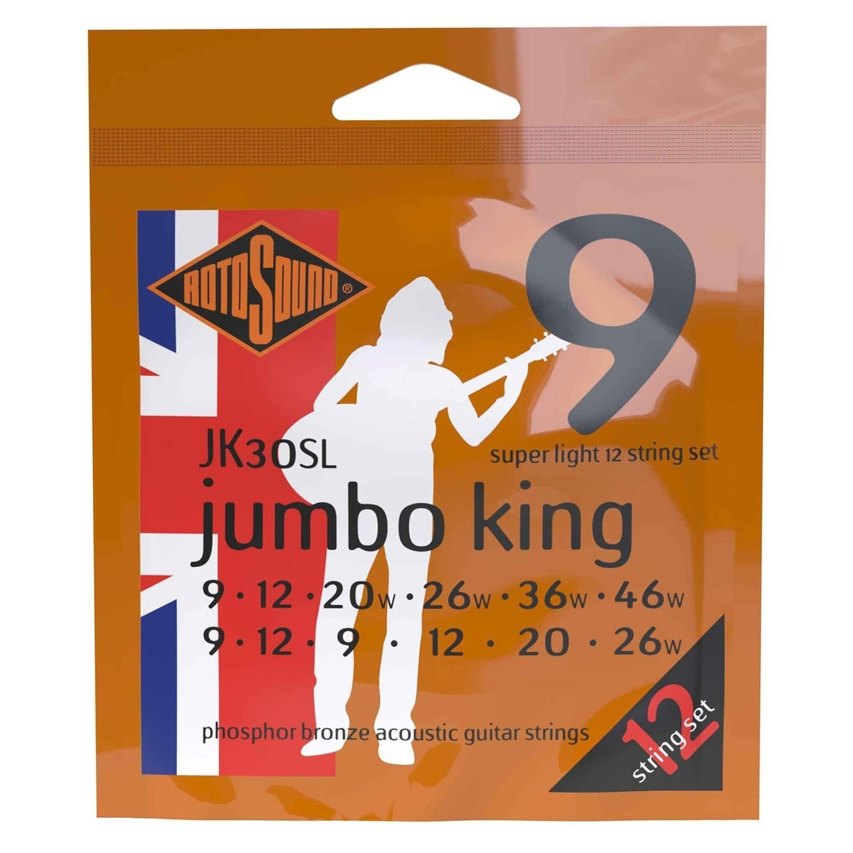 Rotosound Strings for Acoustic Guitars Jumbo King - Set 12-string Super Light 9-46 (JK30SL)