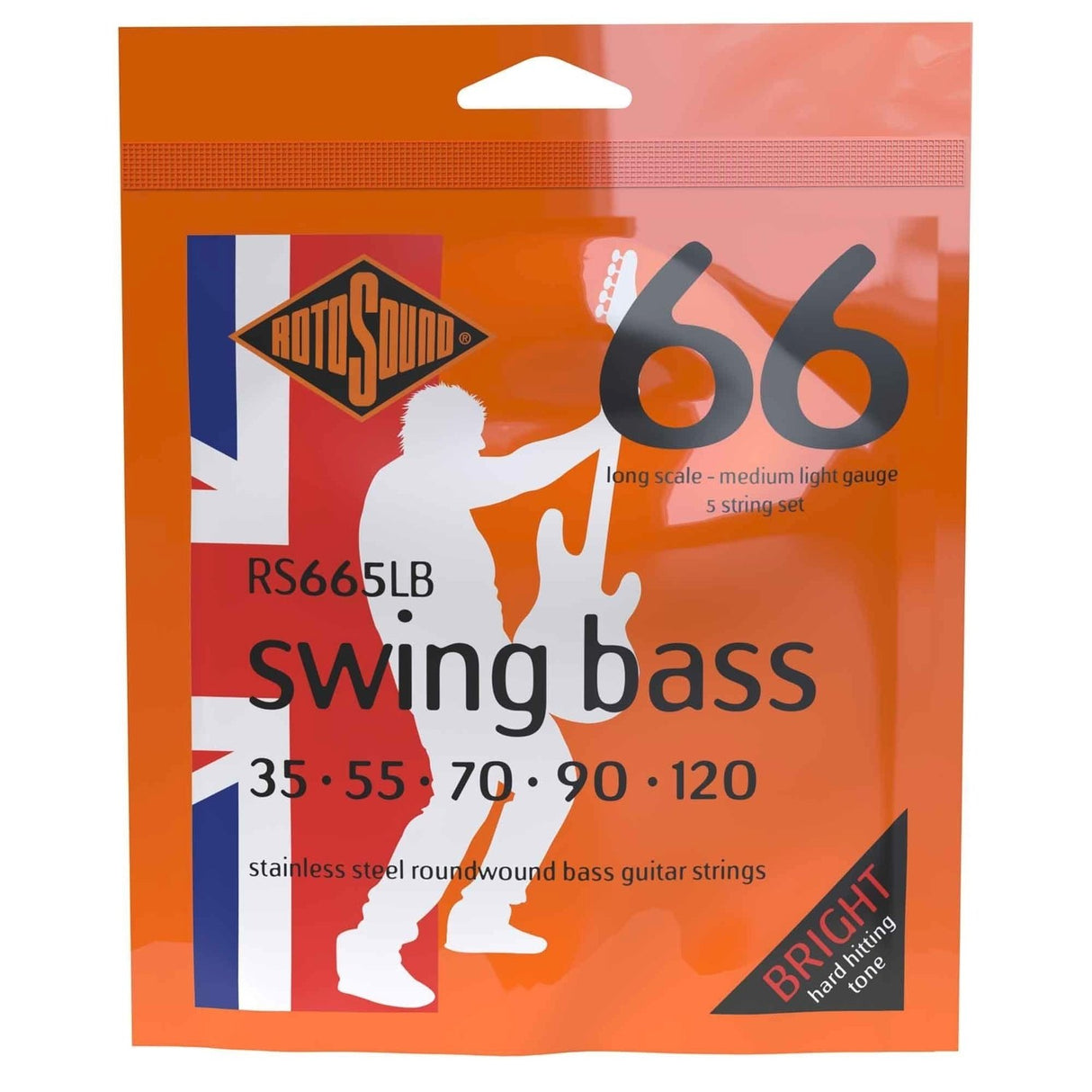 Rotosound E-Bass Strings Swing Bass 66 - Set 5-string Stainless Steel Medium-Light 35-120 (RS665LB)