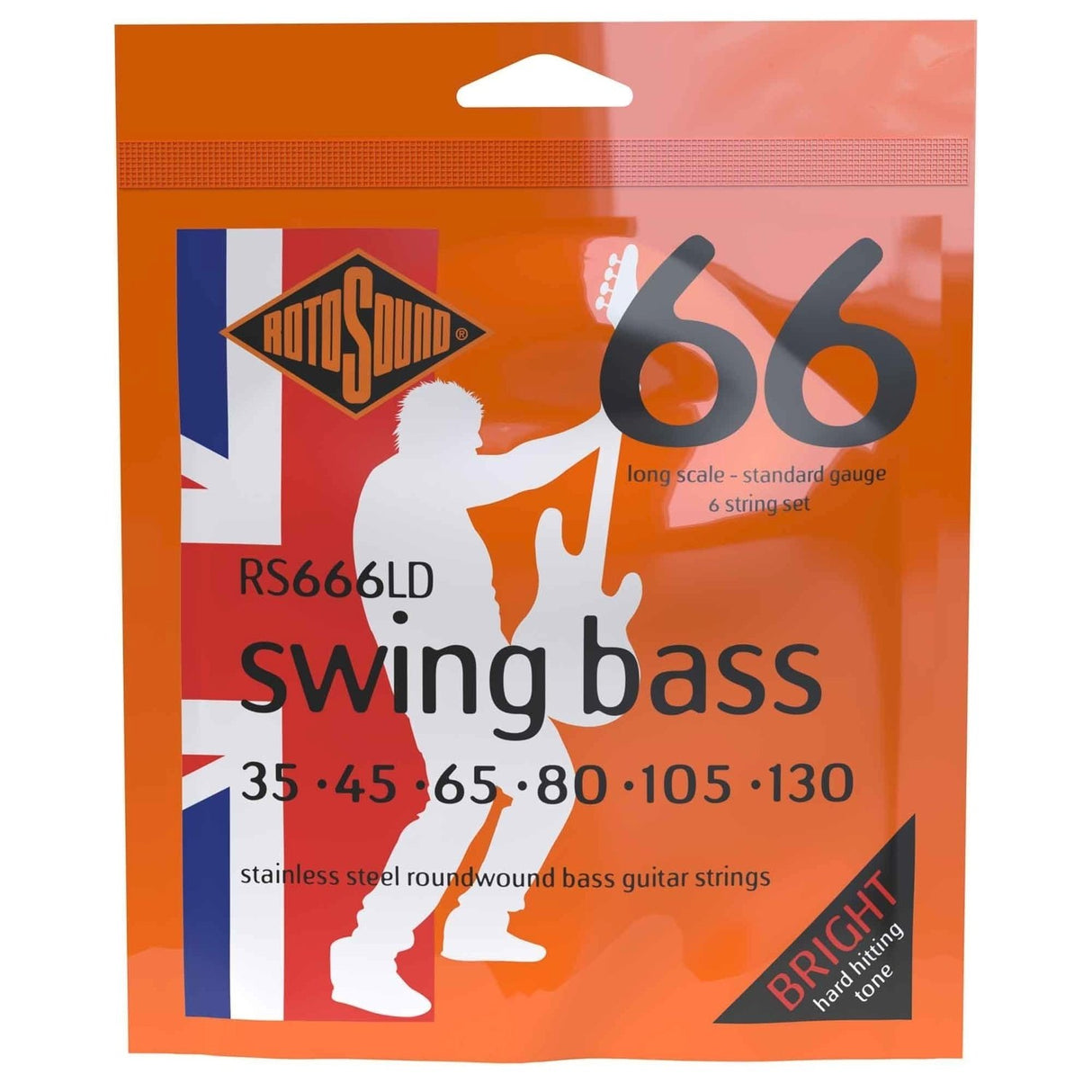 Rotosound E-Bass Strings Swing Bass 66 - Set 6-string Stainless Steel Standard 35-130 (RS666LD)