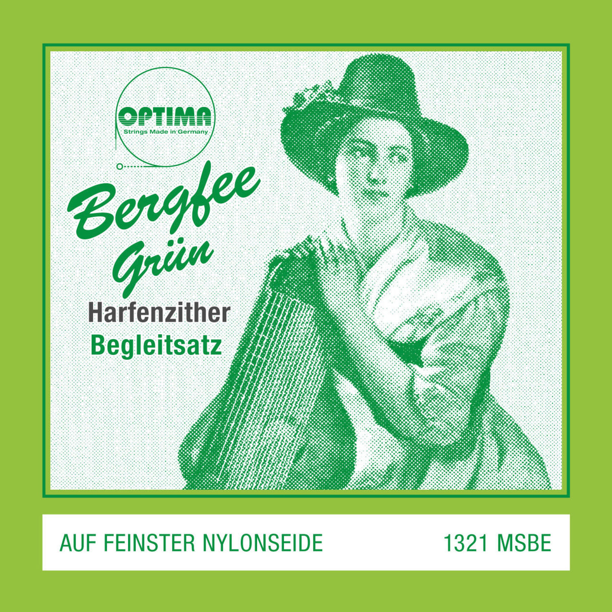 Optima strings for zither harp/air resonance zither, green nylon 1321 - Set (1321.MSBE)