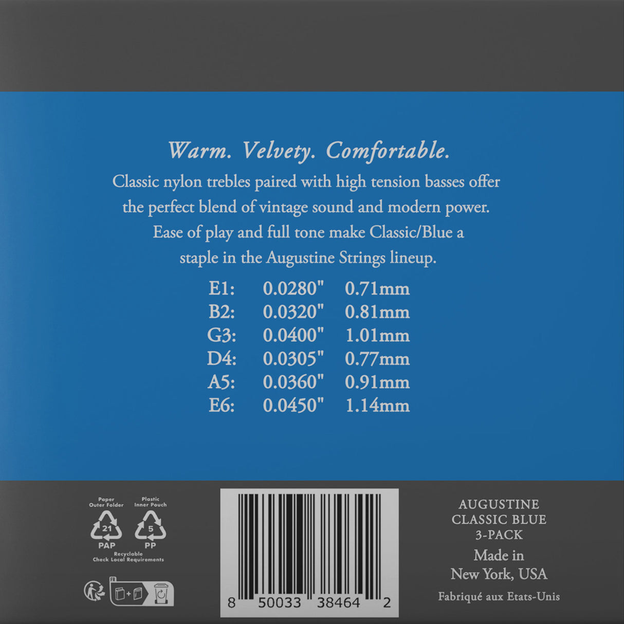 Augustine Strings for classical guitar Classic Label - 3 x Set Classic Blue (normal/high)