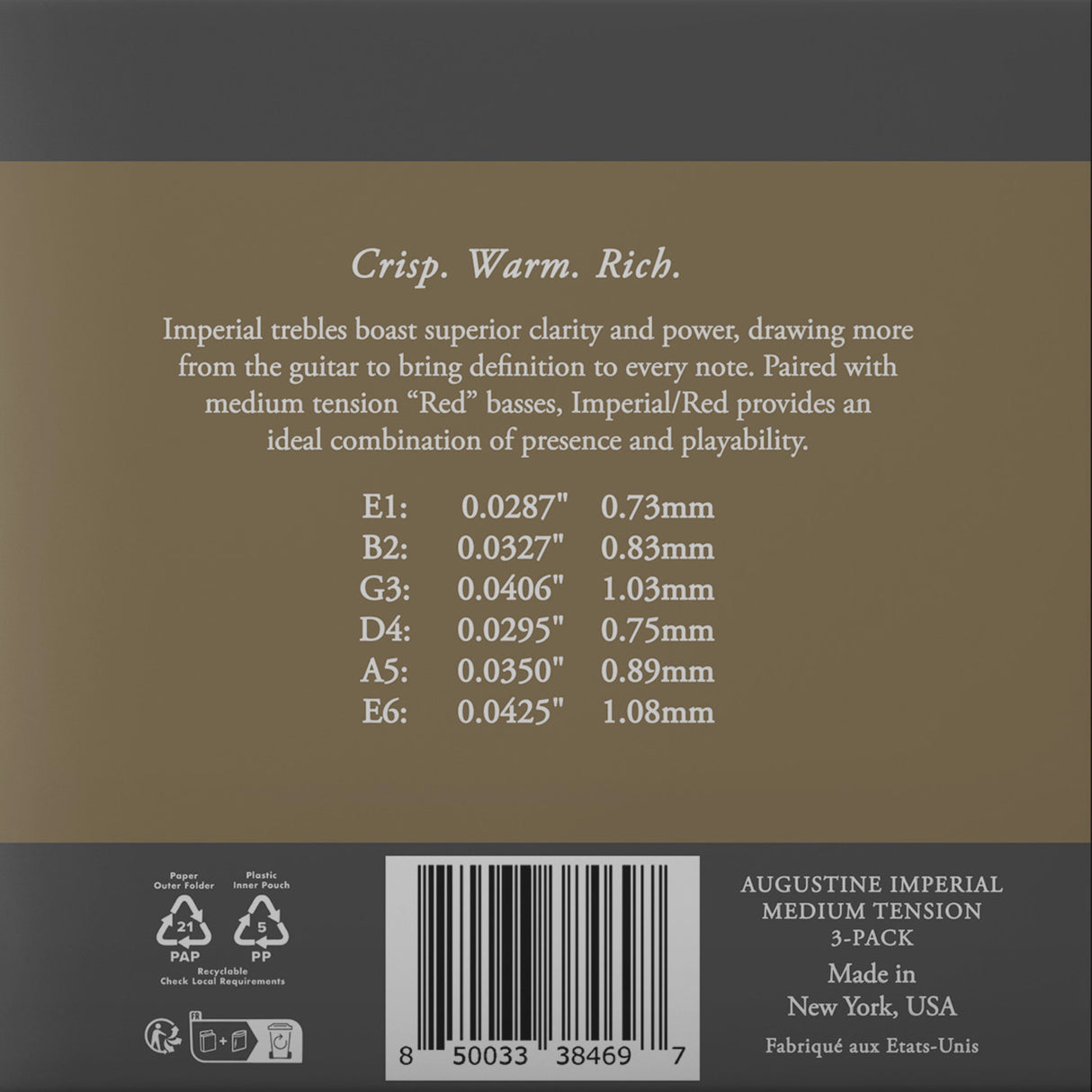 Augustine strings for classical guitar Imperial Crystal Nylon medium - 3 x set Imperial Red (medium/medium)