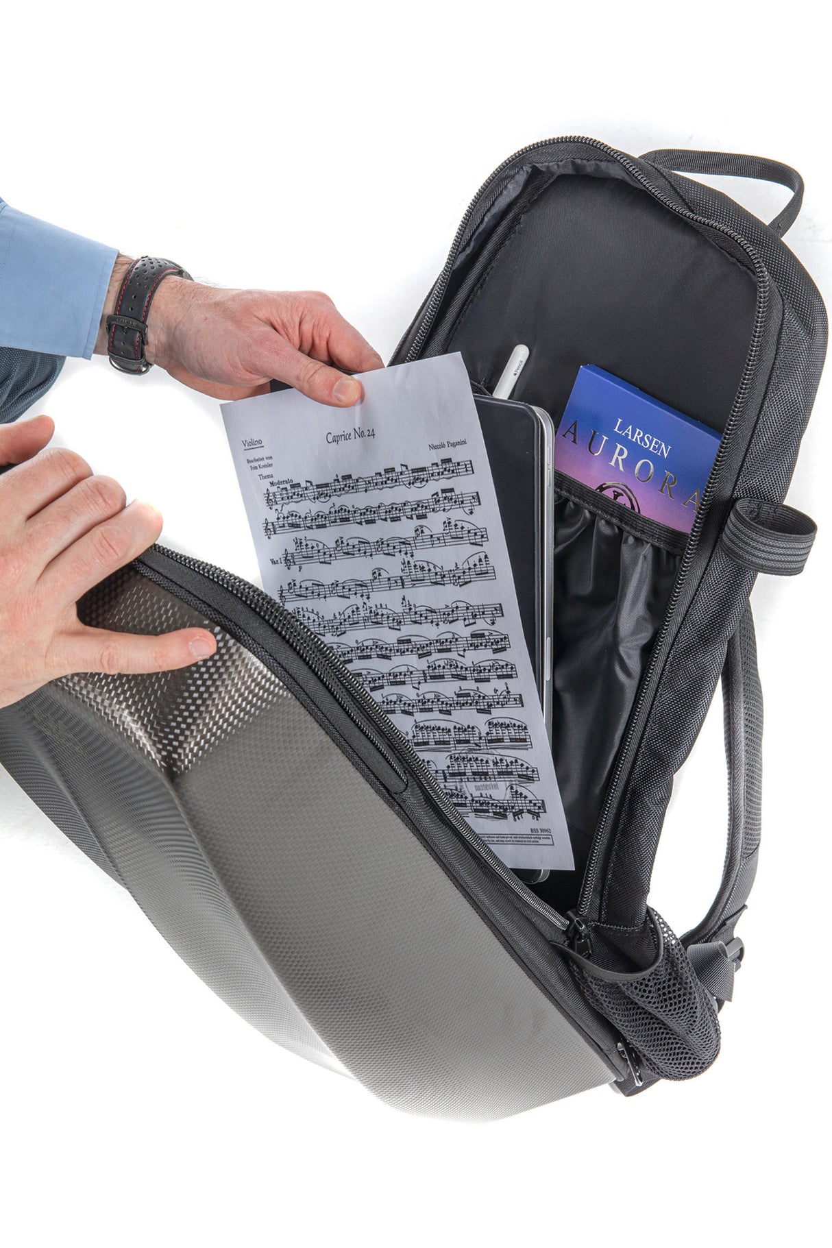 GEWA Backpack for Violins case Space Bag - Titanium 4/4 - 3/4 (33 x 67 (with bow case 79 ) x 19 cm)