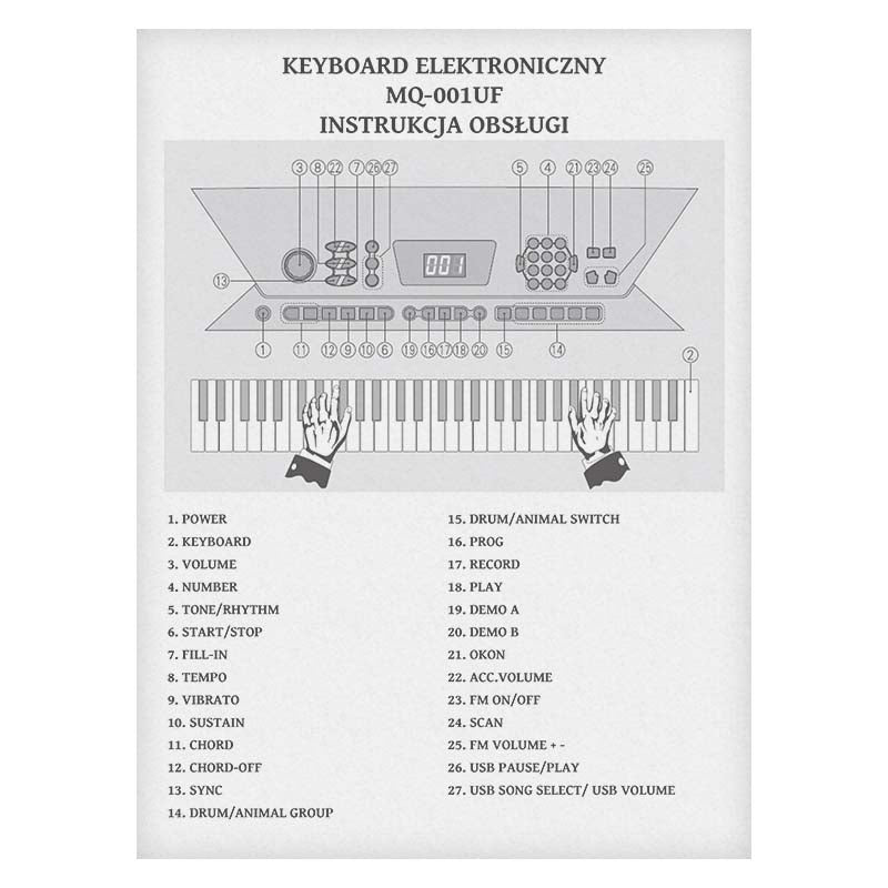MQ 001 UF PIANO organ keys with microphone for