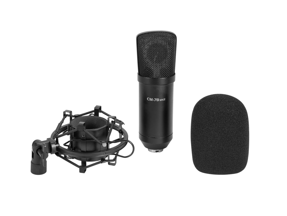 OMNITRONIC Set MIC CM-78MK2 Large Diaphragm Condenser Mic + AS-04 Desk Microphone Absorber System