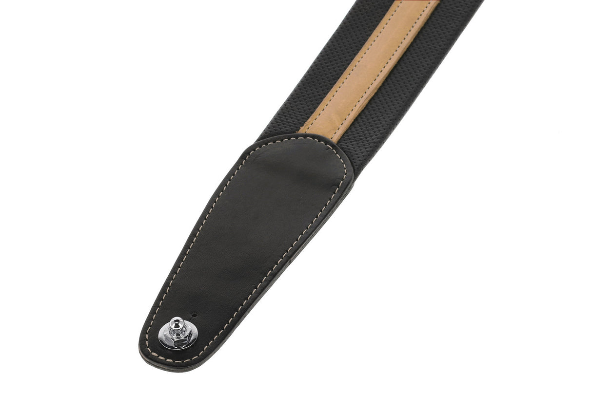 GEWA Guitars Straps Prestige 65 padded Security Locks - black punctured/brown