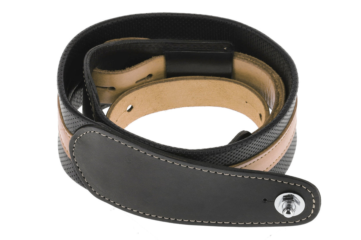 GEWA Guitars Straps Prestige 65 padded Security Locks - black punctured/brown