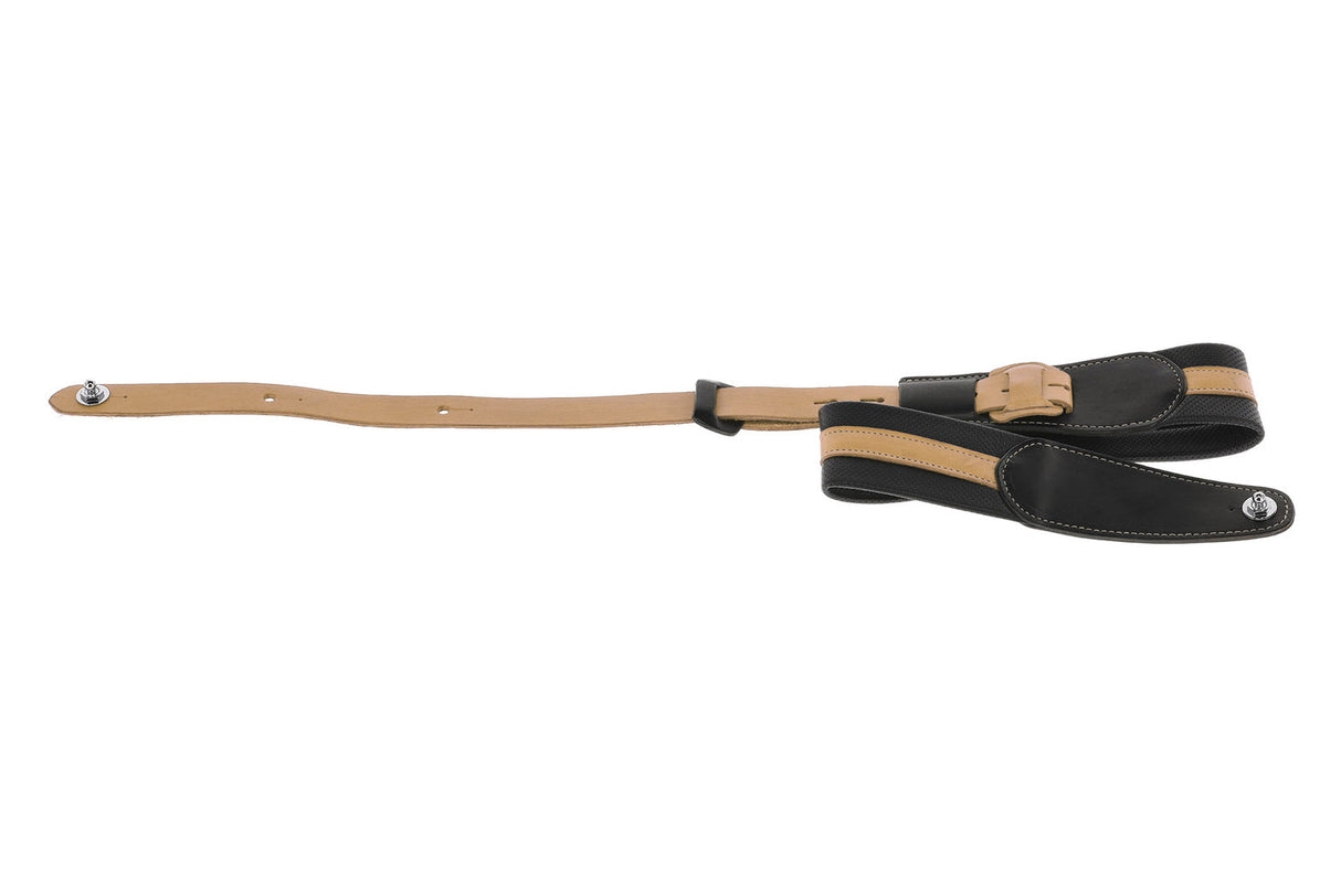 GEWA Guitars Straps Prestige 65 padded Security Locks - black punctured/brown