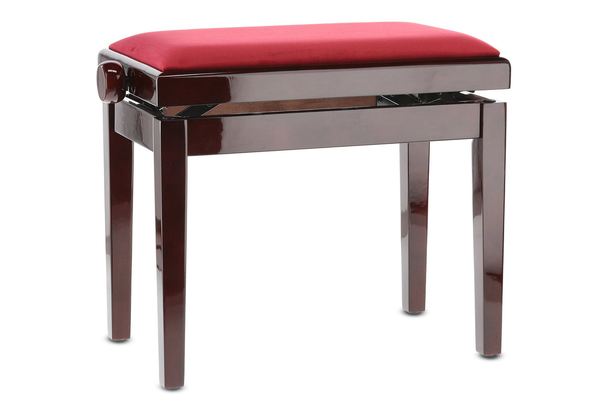 GEWA Piano bench Deluxe - High-gloss mahogany (Dark red seat)