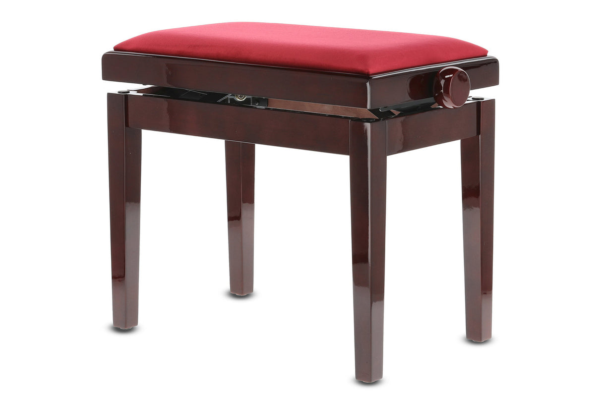 GEWA Piano bench Deluxe - High-gloss mahogany (Dark red seat)