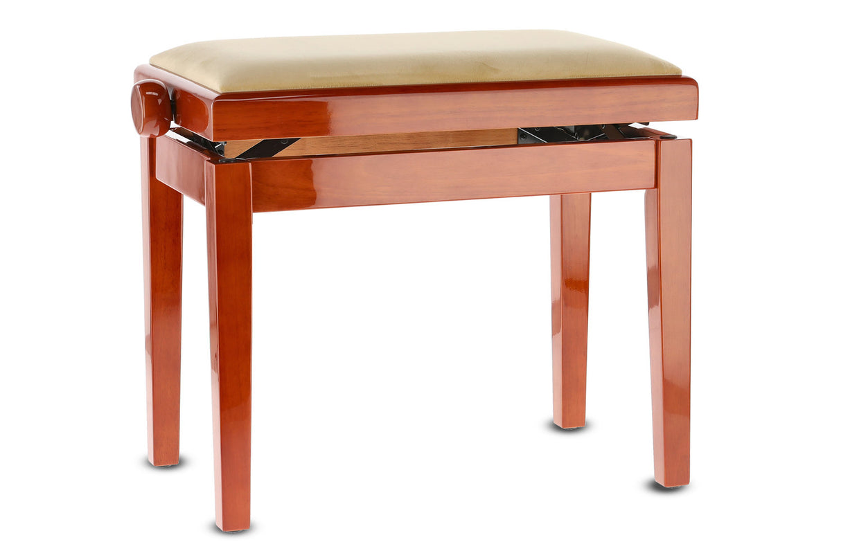 GEWA Piano bench Deluxe - High-gloss cherry (Beige seat)