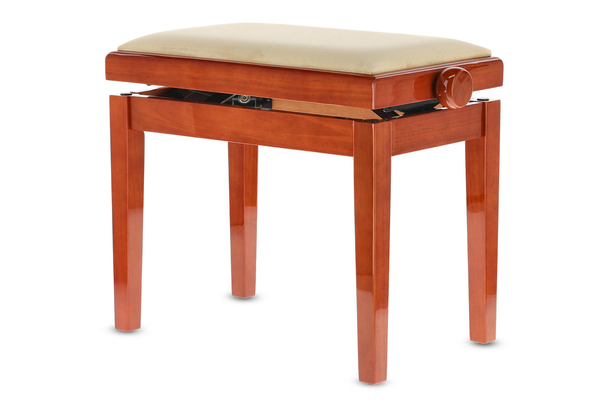 GEWA Piano bench Deluxe - High-gloss cherry (Beige seat)