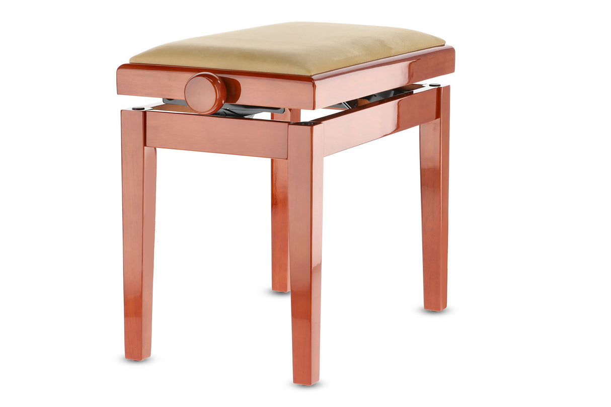 GEWA Piano bench Deluxe - High-gloss cherry (Beige seat)