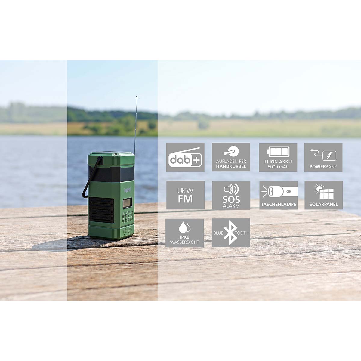 DABMAN OR 3 Batteridrevet DAB+/FM-udendørsradio med Bluetooth