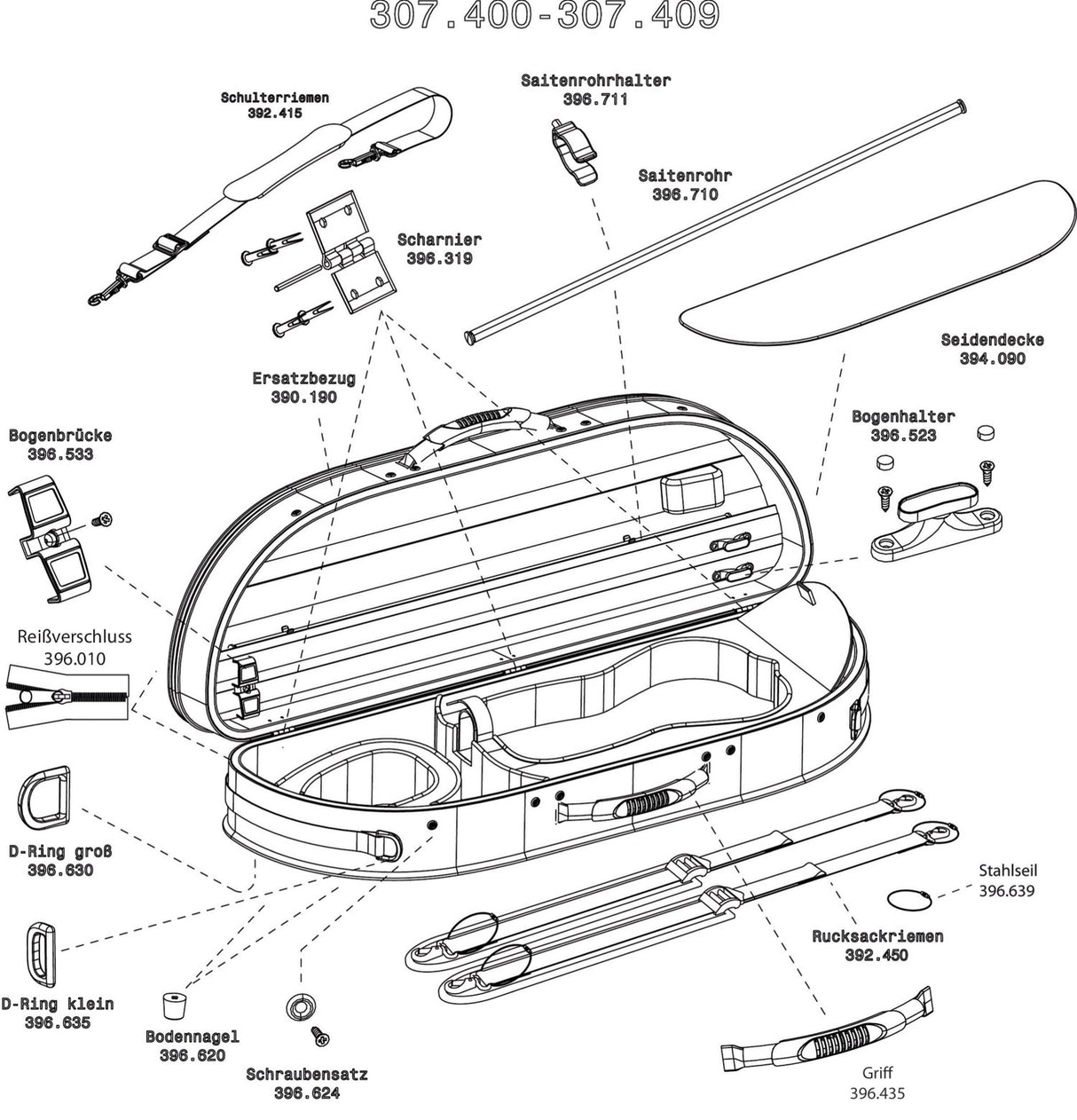 GEWA Shoulder carrying straps for form-shaped violin/viola case - Shoulder strap, 1 piece