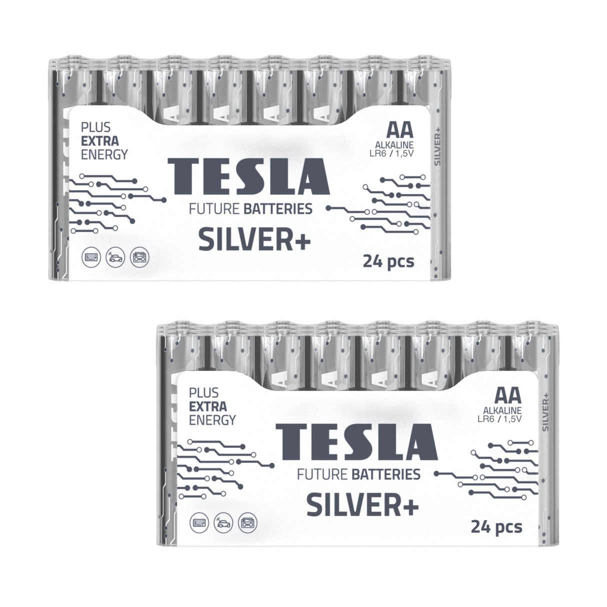 Tesla Silver+ AA Alkaline Batteries (48 pcs)