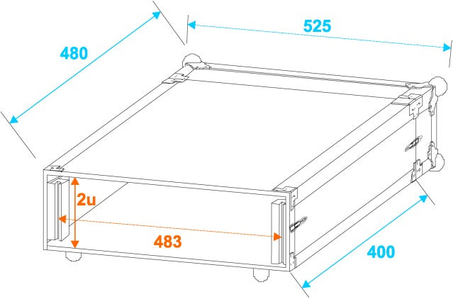 Roadinger Effect Rack CO DD 2 Unit 40cm deep