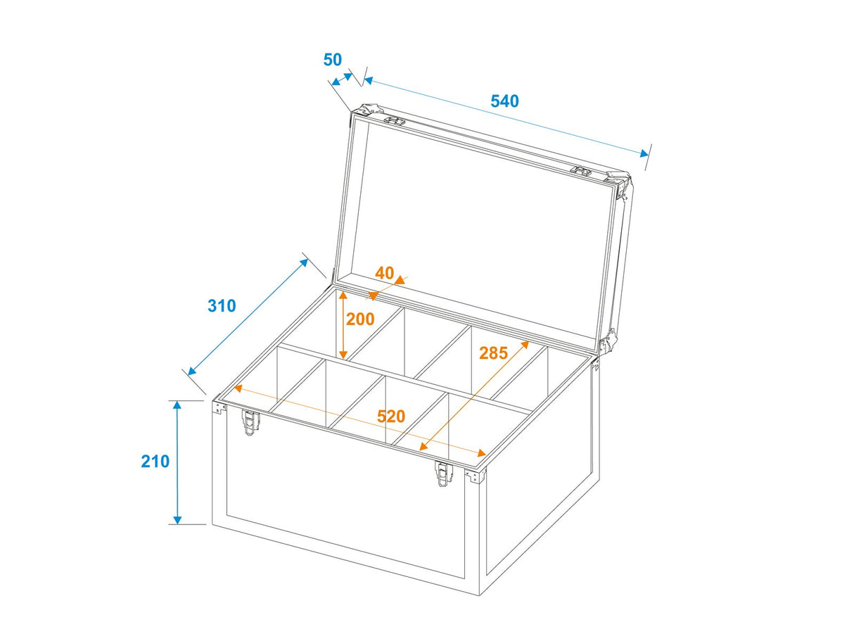 Roadinger Flightcase with foam divider (W:53,8 x D:29 x H:28cm)