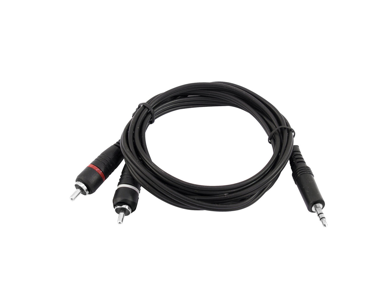 OMNITRONIC Adapter Cable 3.5 Jack/2xRCA 1.5m bk