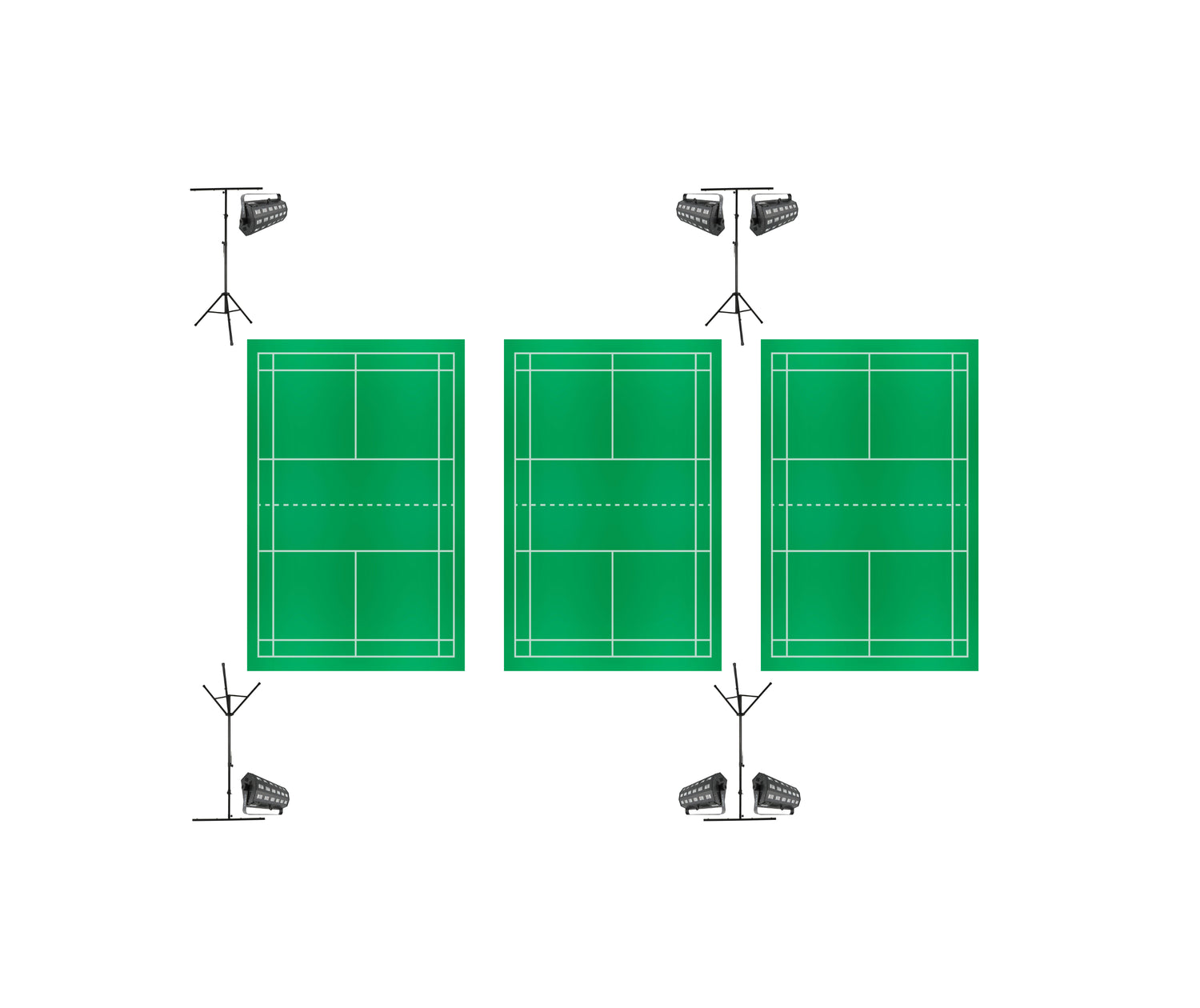 Nightminton complete package for 3 courts