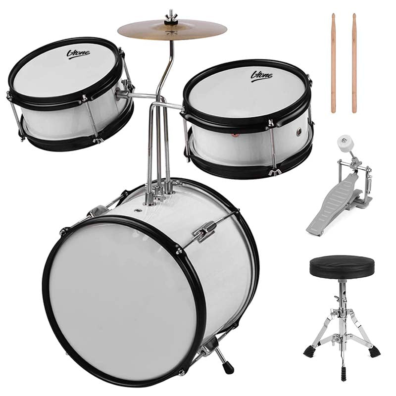 V-TONE VD Junior WH Children's Drum Set – White Acoustic Drum Set for Kids