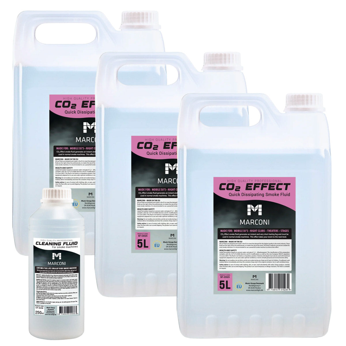 3 x 5L Smoke Liquid (CO2 Effect) + 250ml Cleaning Liquid