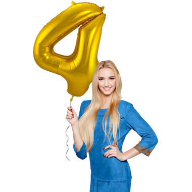 4 Shaped Number Foil Balloon Gold (86 cm)