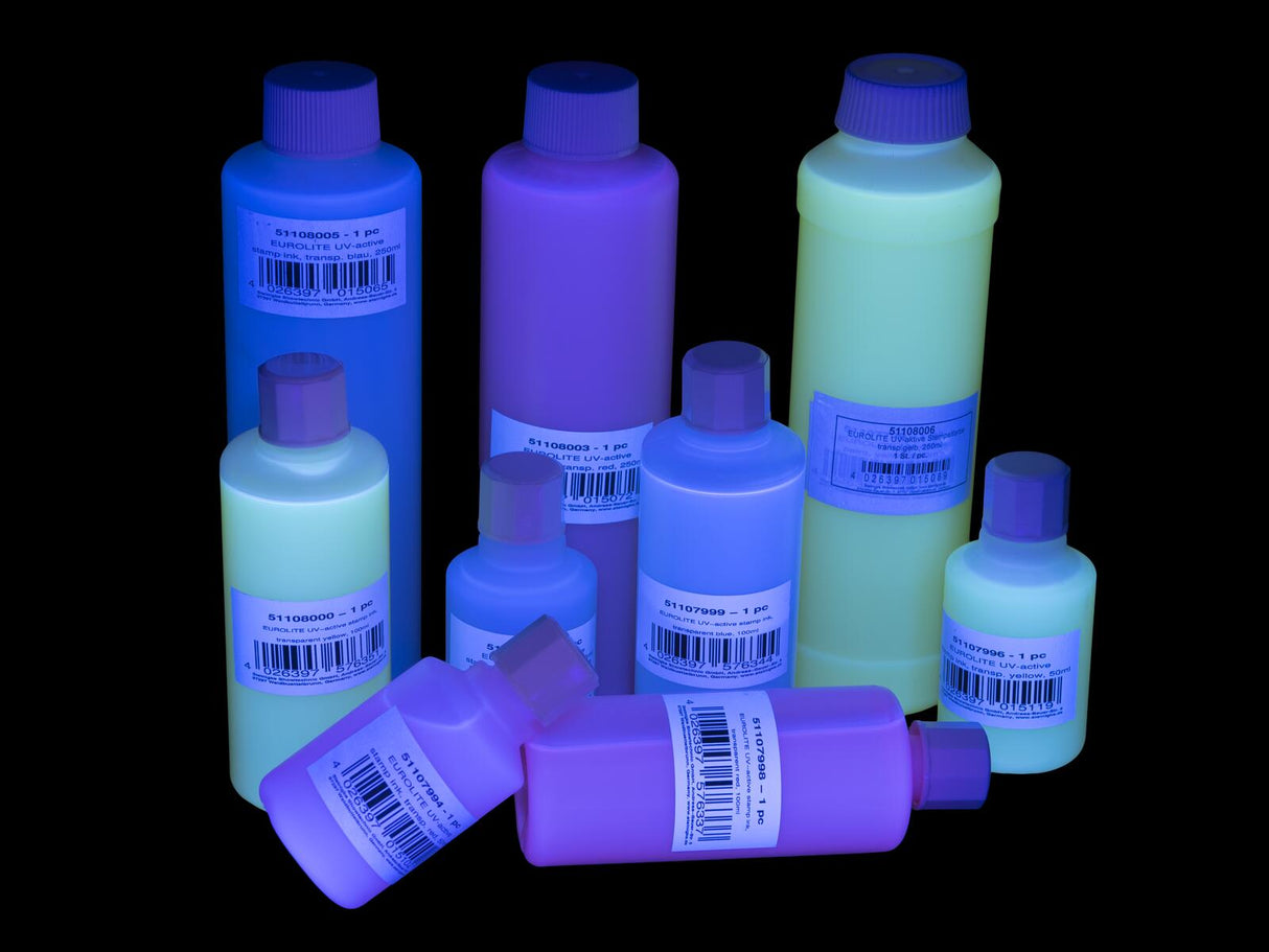 EUROLITE UV-active Stamp Ink, transparent blue, 250ml