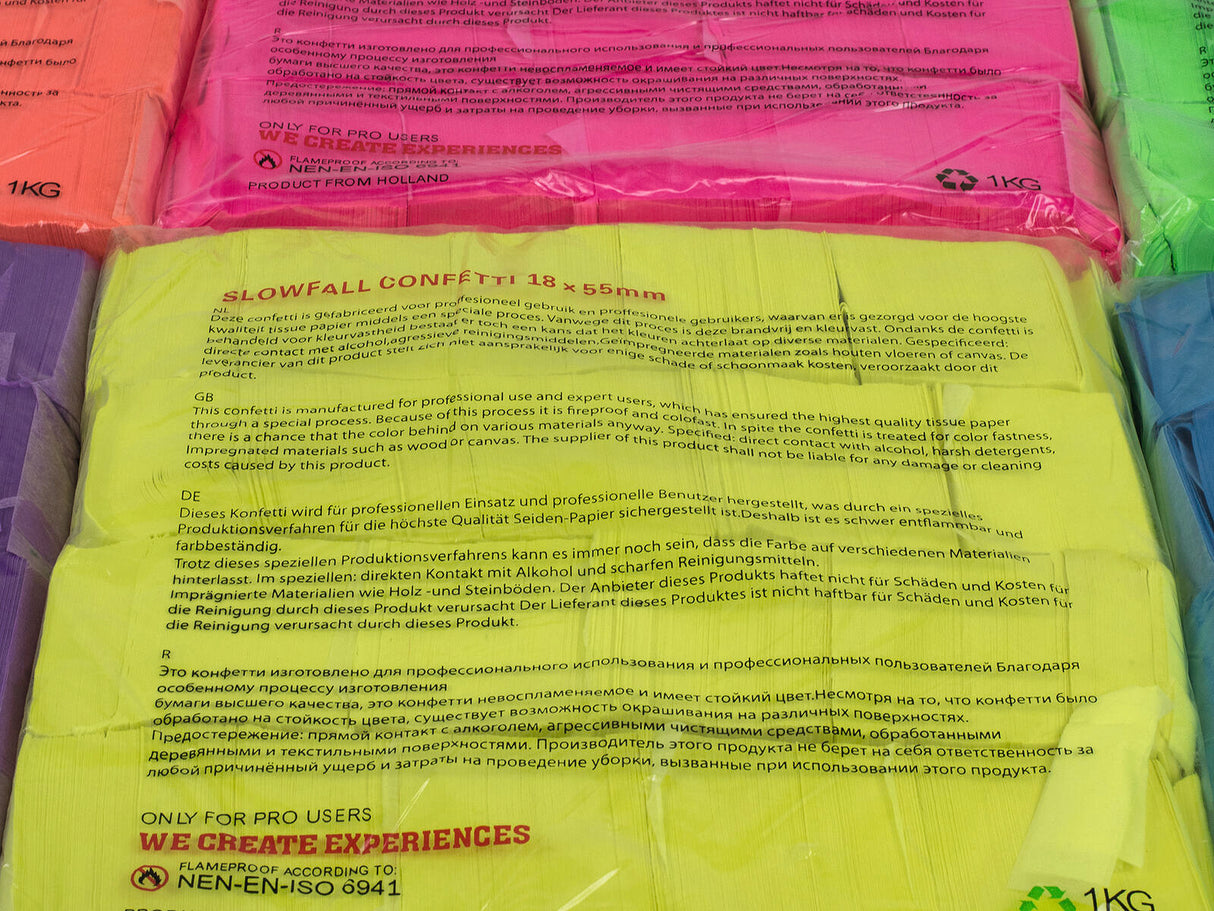 TCM FX Slowfall Confetti Rectangular 55x18mm, neon-yellow, uv active, 1kg