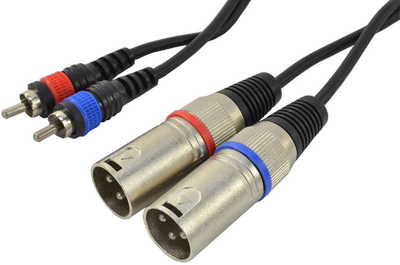 Adapter Cable 2 x XLR Male to 2 x RCA Phono Male