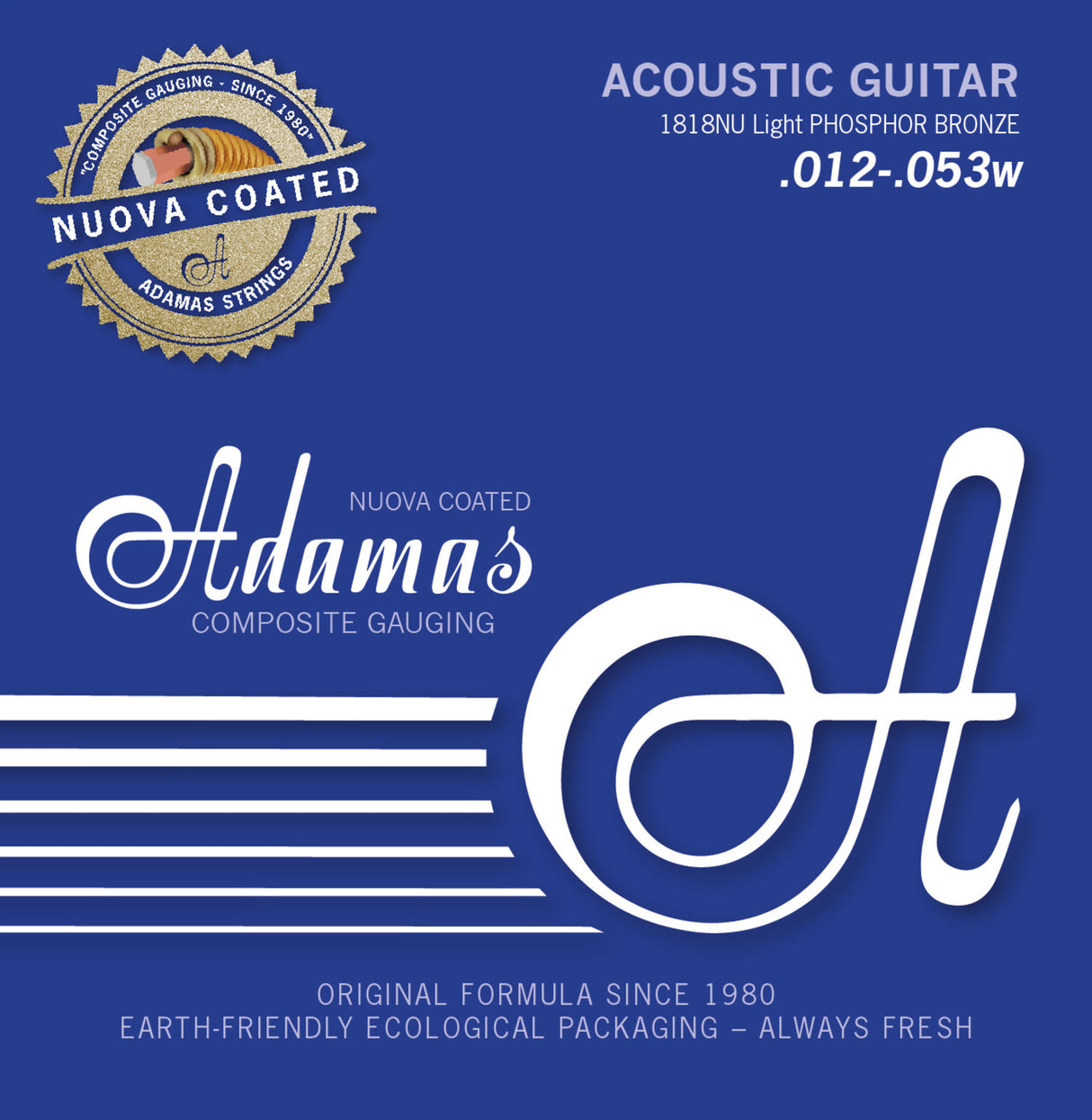 Adamas Strings for Acoustic Guitars Nuova Phosphor Bronze Coated - Light .012-.053 (1818NU)
