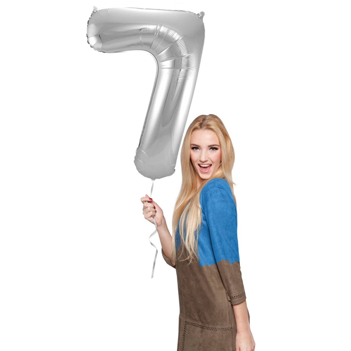 7 Shaped Number Foil Balloon Silver (86 cm)