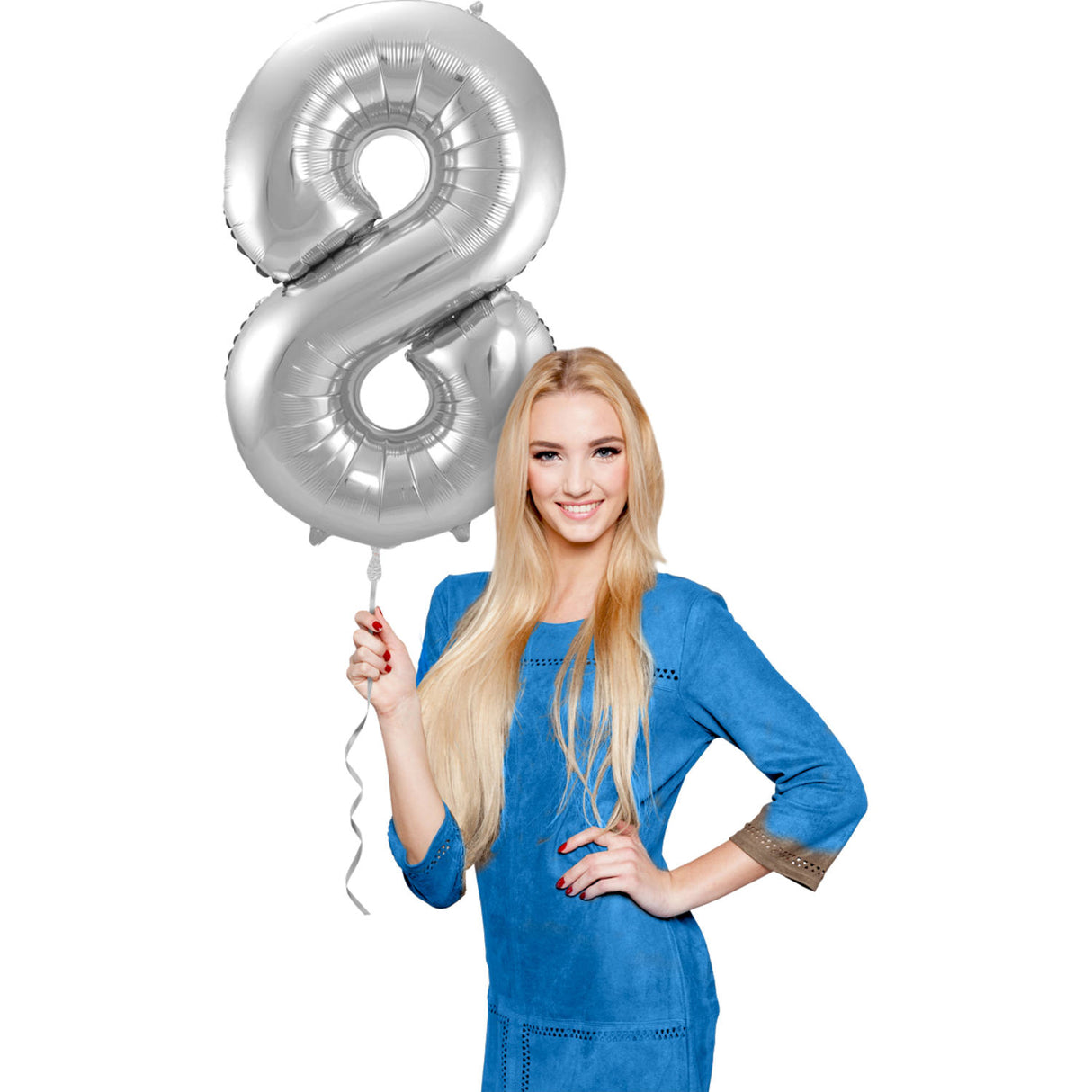 8 Shaped Number Foil Balloon Silver (86 cm)