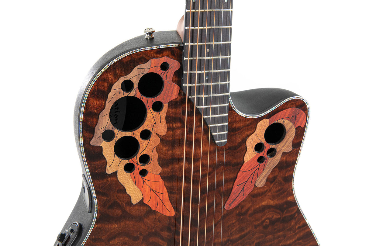 Ovation E-Acoustic Guitars Celebrity Elite Plus Mid Cutaway - Dark Tiger Eye (CE44P-TGE-G)