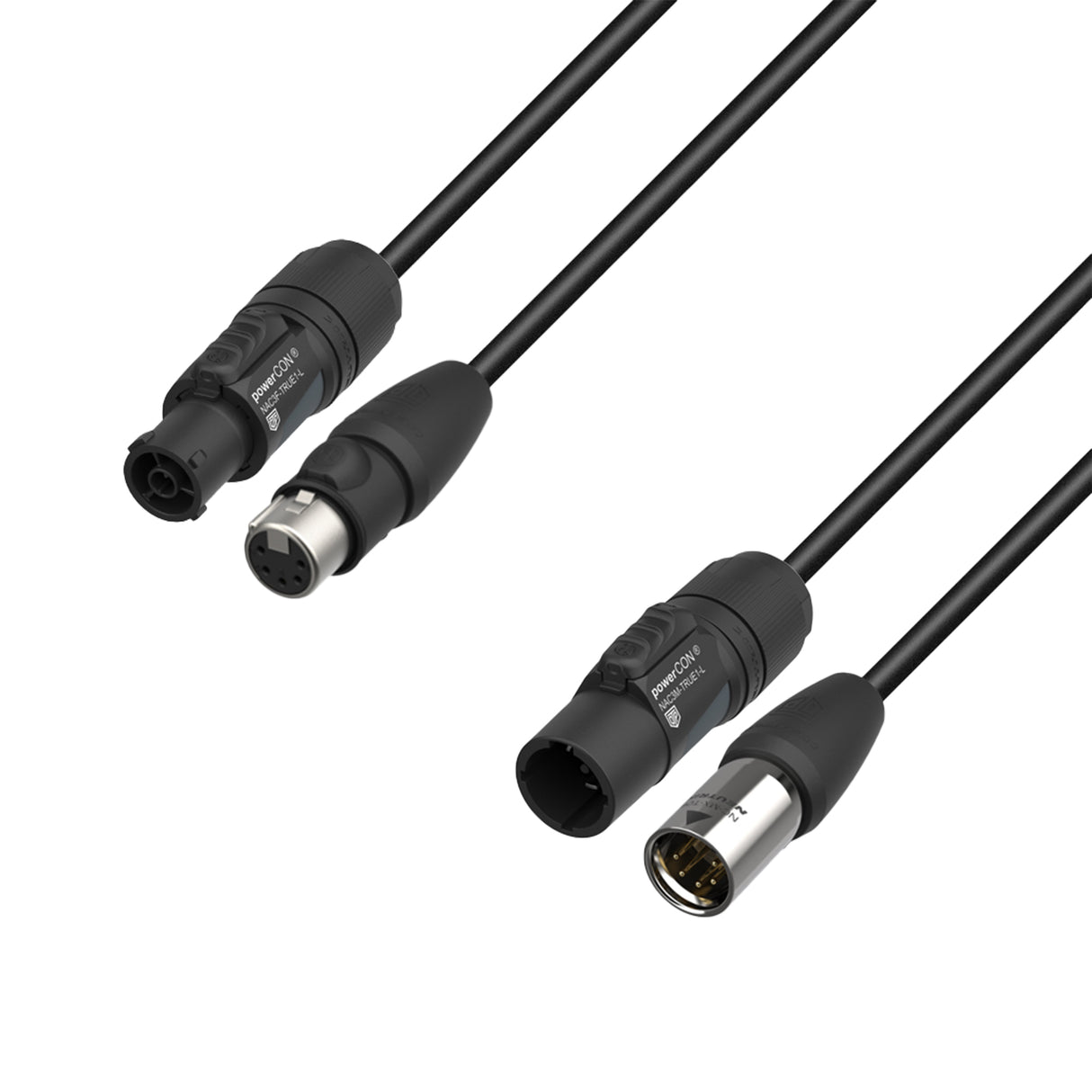 Adam Hall Cables 5 STAR H TCON 5D 0300 IP65 - Hybrid Cable | Power & DMX | Neutrik® 5-pole XLR IP65 x TRUE1® | 3 m
