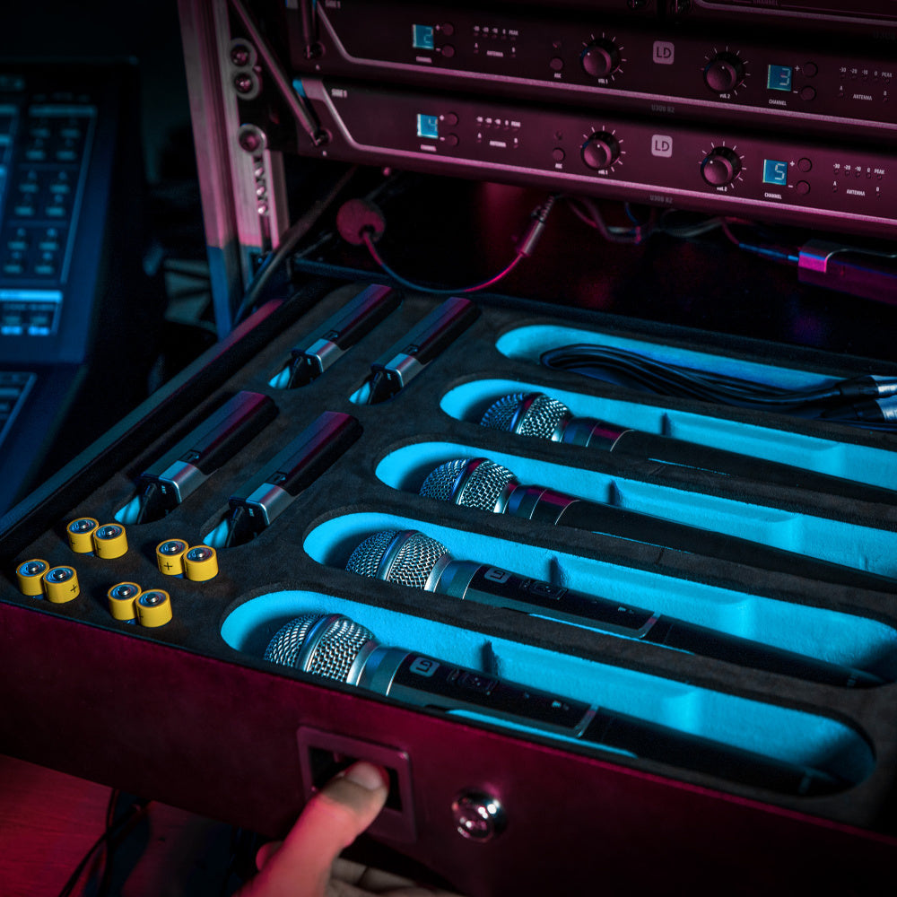 Inlay for 19" 2U Rack Drawer for Wireless Microphones