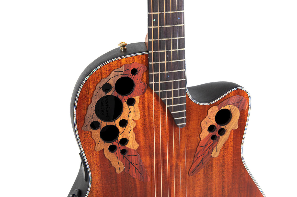 Ovation E-Acoustic Guitars Celebrity Elite Plus Mid Cutaway - Figured Koa (CE44P-FKOA-G)