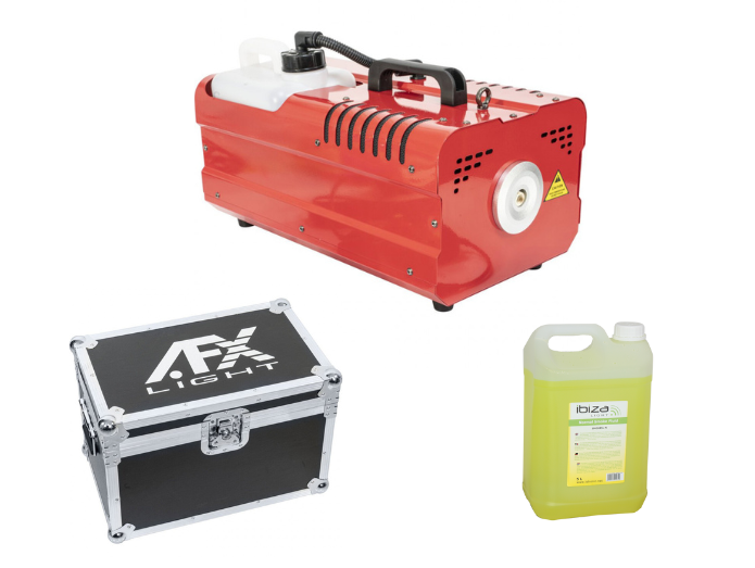 AFX FOG 2500 Fog machine (2500W, Red) Bundle