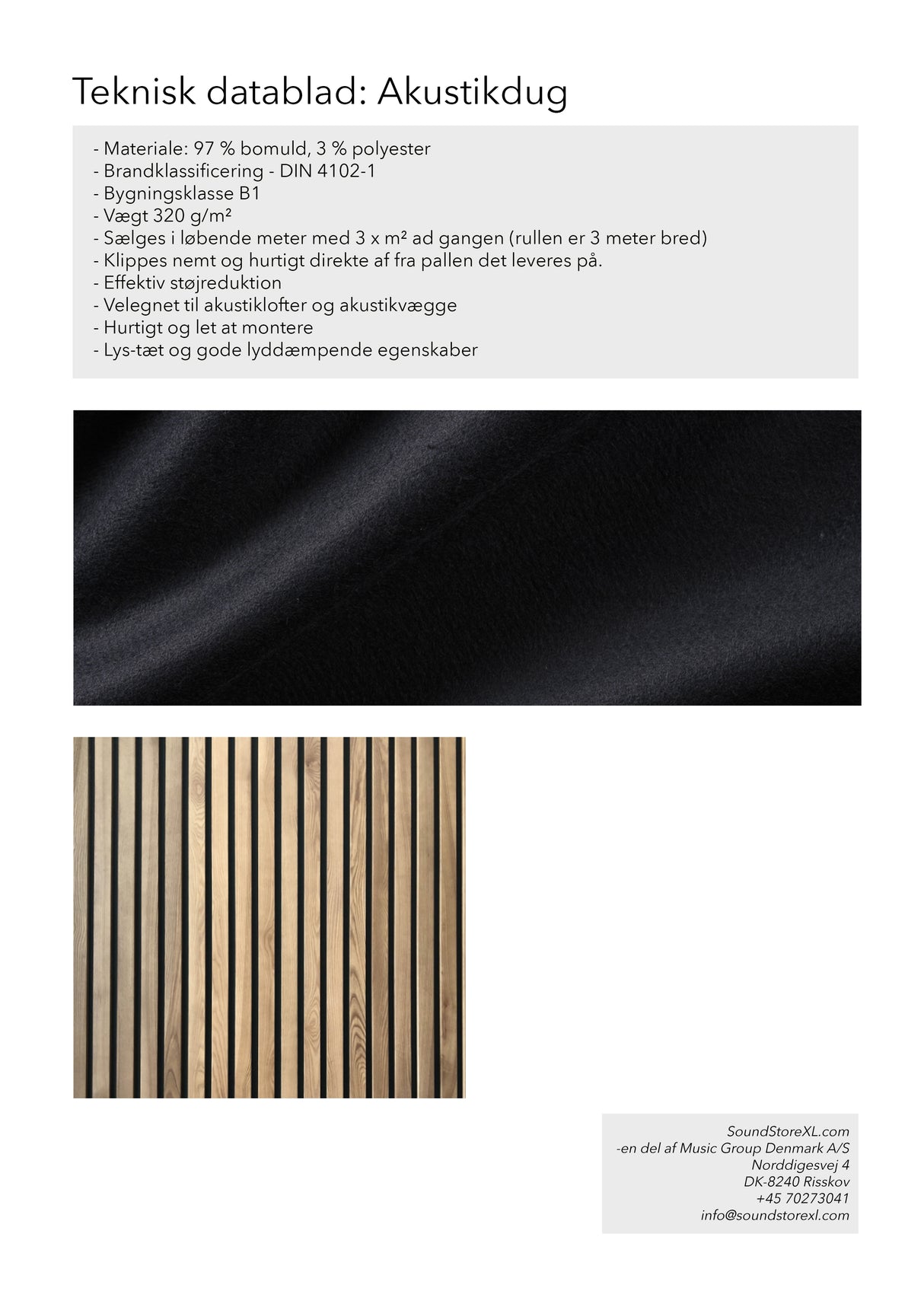Acoustic fabric per 3 m² (Black)