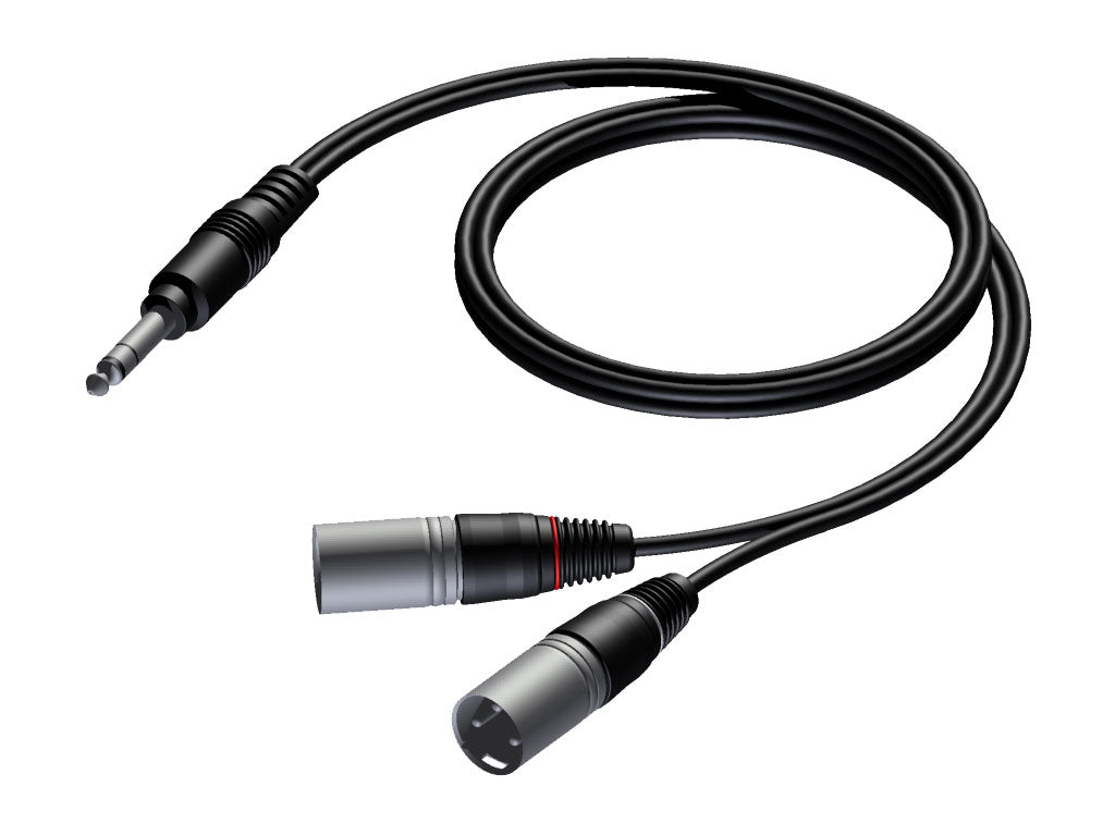 ProCab Stereo jack > 2 x XLR han insert-kabel 1,5 m